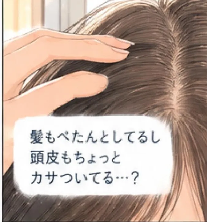 髪もぺたんとしてるし、頭皮もちょっとカサついてる…?